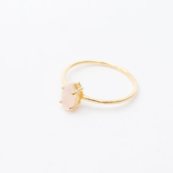 Gold Faceted Stone Ring Silver Lotus Rings
