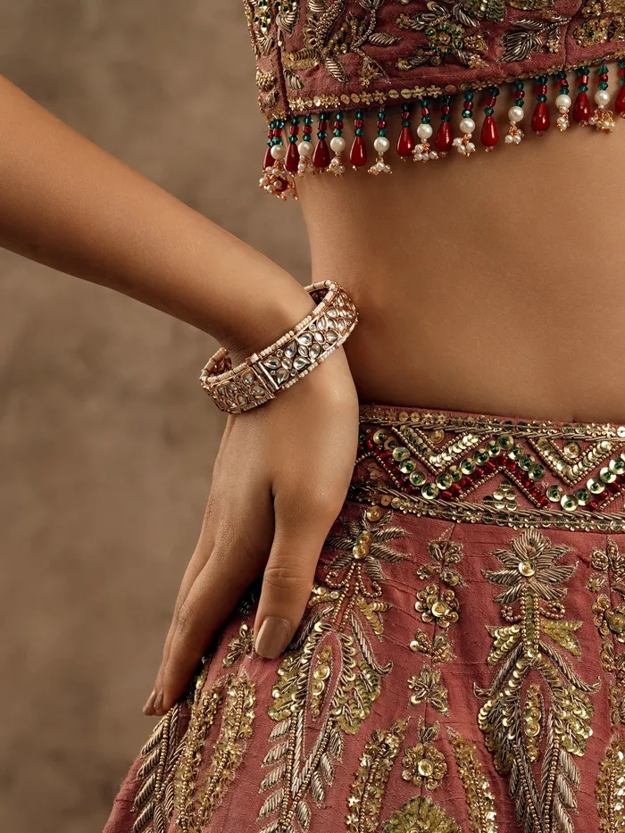 Pearl Stringed Kundan Mosaic Bangle Curio Cottage Earrings