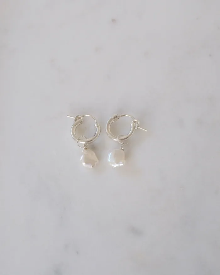 Rings ERIJEWELRY Keshi Huggie Hoops Silver