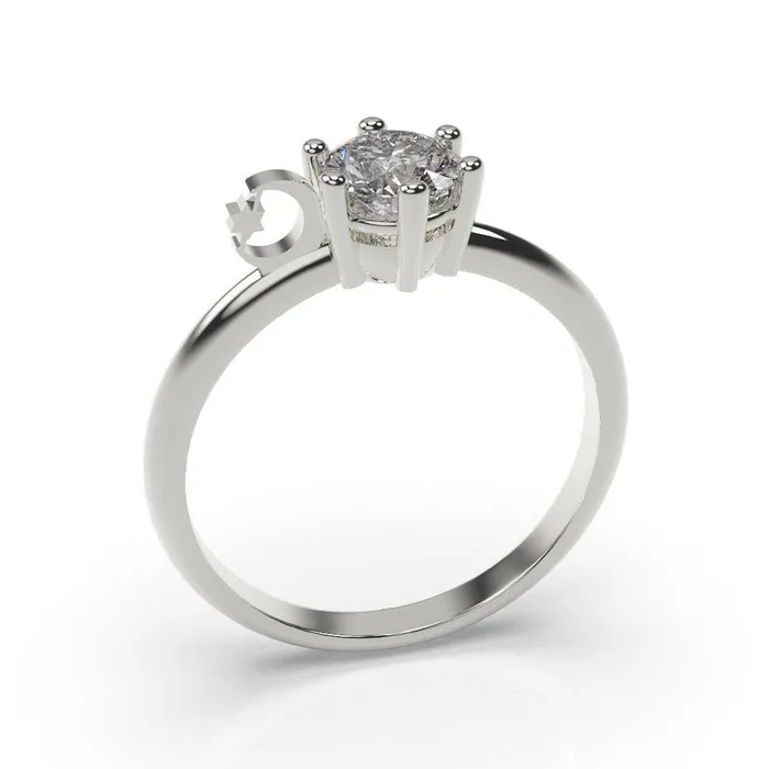Rings MyUniqueRing Crescent and Star Ring Islam Engagement Ring White