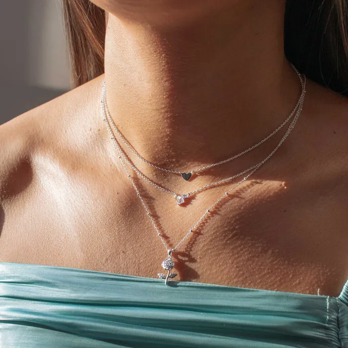 Silver Cutout Rose Necklace Tashi Necklaces