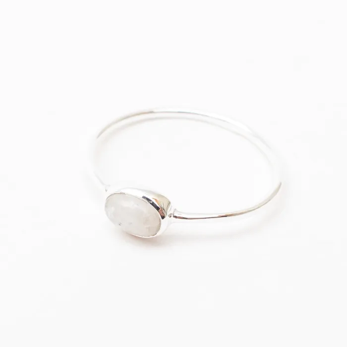 Silver Lotus Rings Silver Moonstone Oval Ring