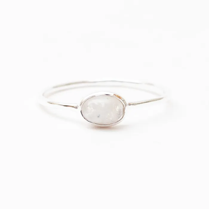 Silver Lotus Rings Silver Moonstone Oval Ring