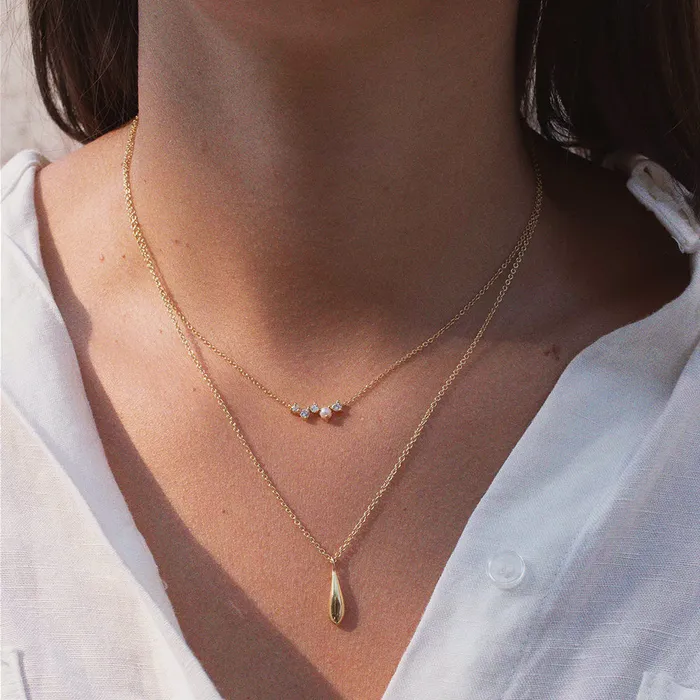 Small Gold Vermeil Drop Necklace Tashi Necklaces