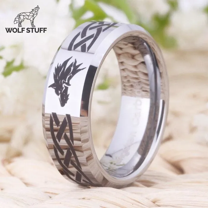 Tribal Wolf Head Ring Wolf Stuff Rings