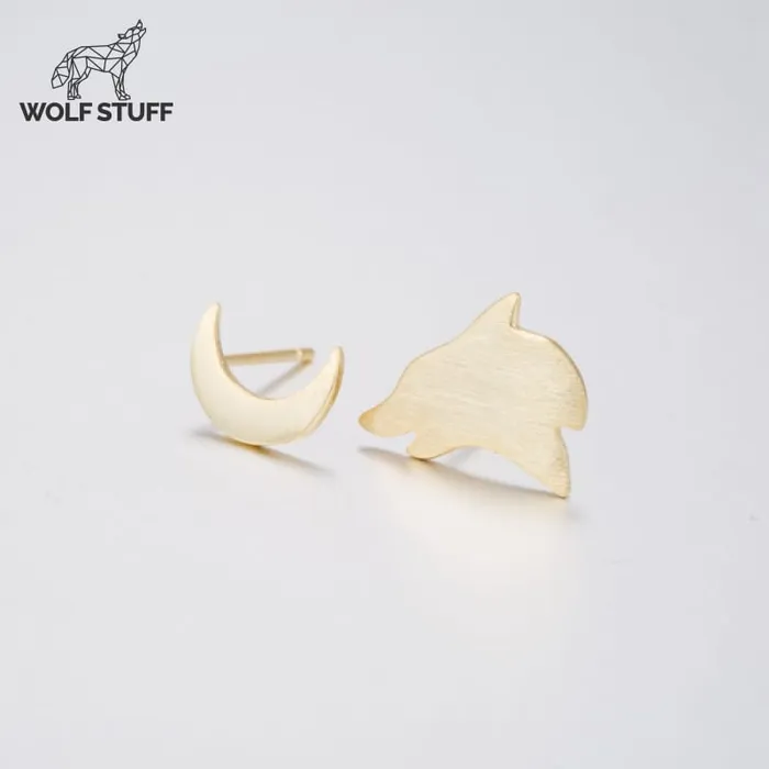 Wolf Stuff Earrings Wolf and Moon Earrings